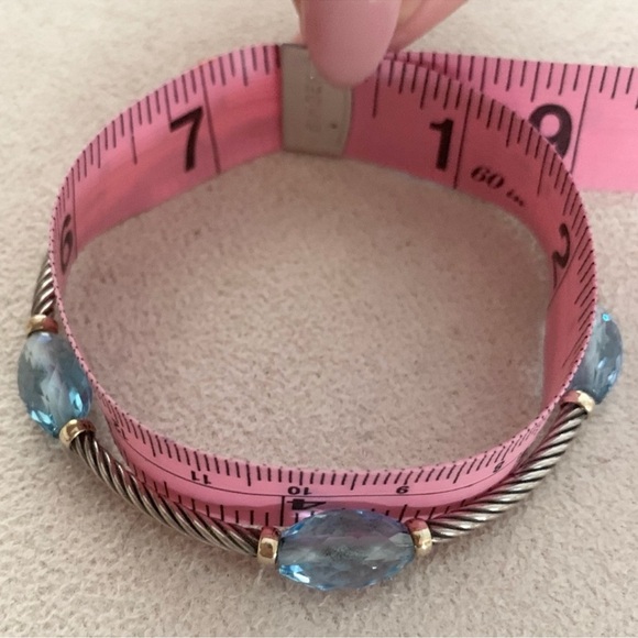 RARE David Yurman bijoux 18k blue topaz station bangle - Picture 8 of 10